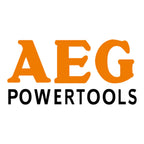 AEG Powertools logo with orange 'AEG' and black 'POWERTOOLS' text on a white background