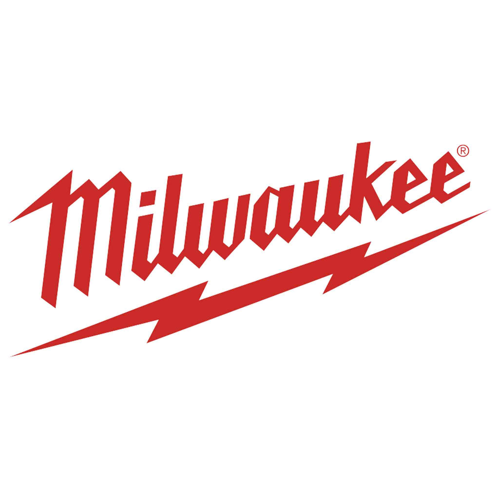 Milwaukee tool logo with red text and lightning bolt on a white background